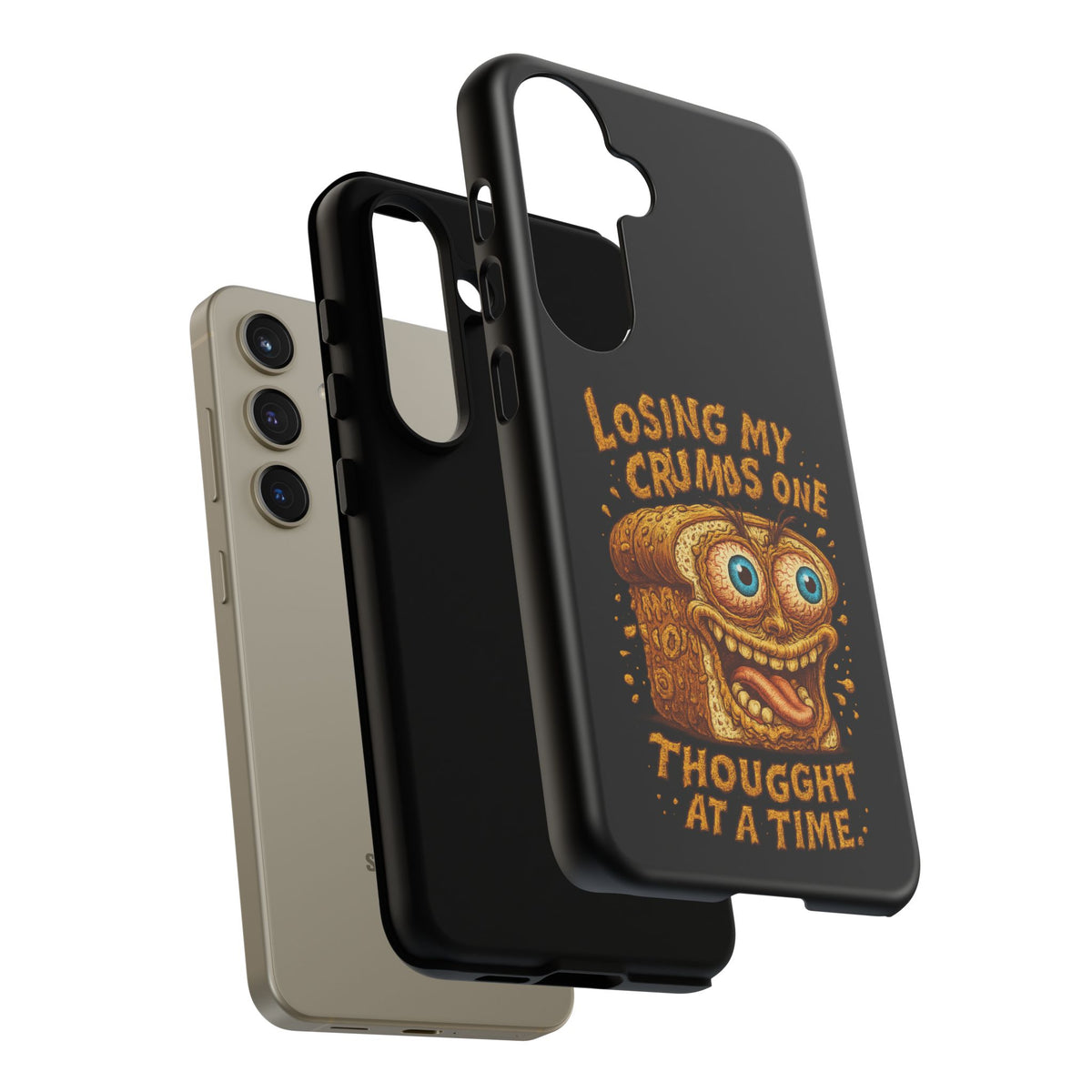 Phone Case — "Losing My Crumbs One Thought at a Time" Funny Retro Bread Illustration
