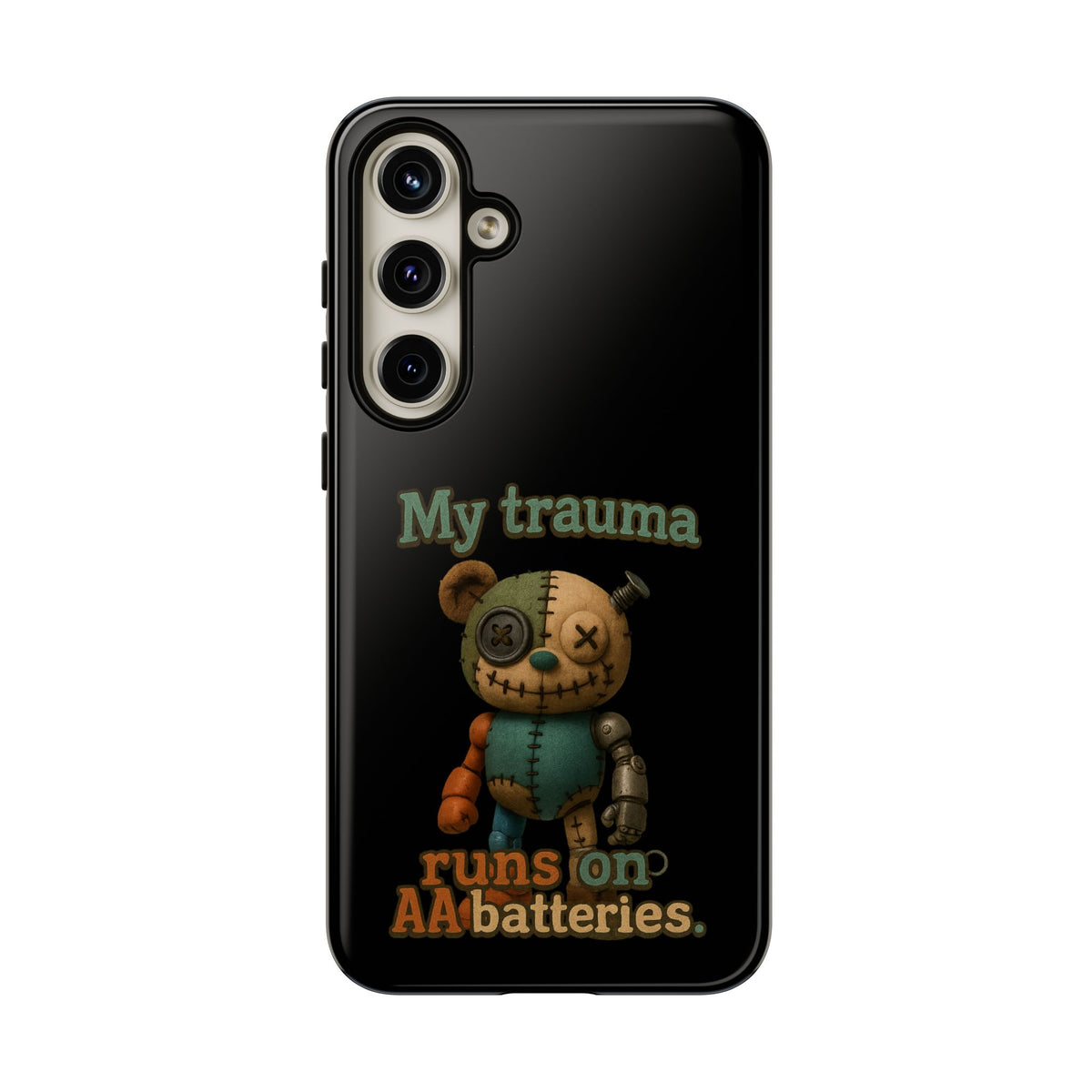 Phone Case — 'My Trauma Runs on AA Batteries' Creepy Voodoo Teddy Protective Cover