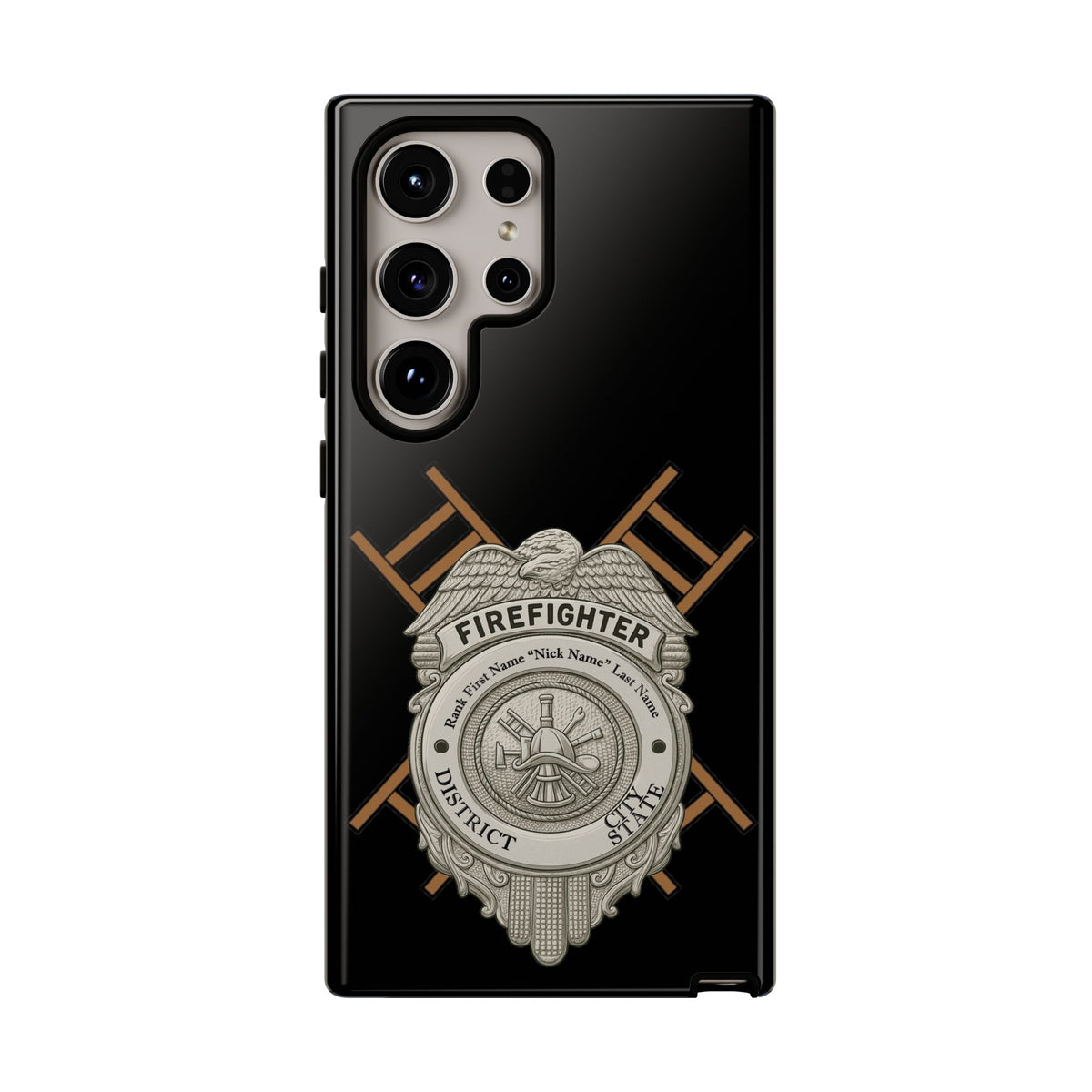 Firefighter Badge Tough Phone Case — Firefighter Helmet & Ladders Protective Case