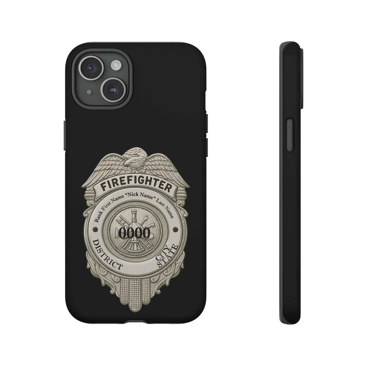 Firefighter Badge Tough Phone Case — Personalized Station Number Design