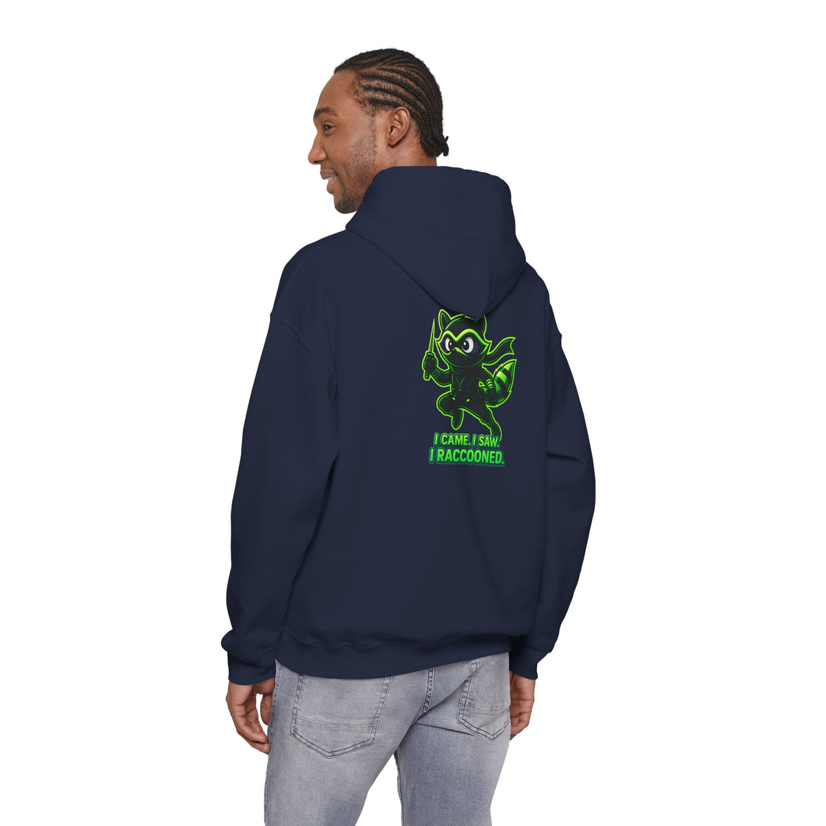 Raccoon Mascot Hoodie – "I Came, I Saw, I Raccooned" Graphic Pullover