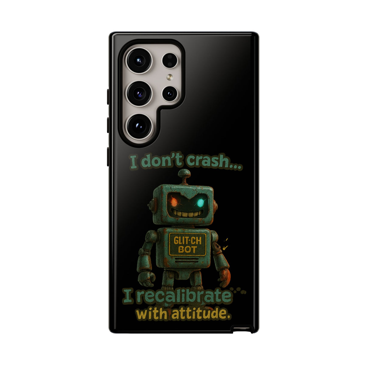 Phone Case — "I Don't Crash... I Recalibrate" Retro Robot Protective Cover