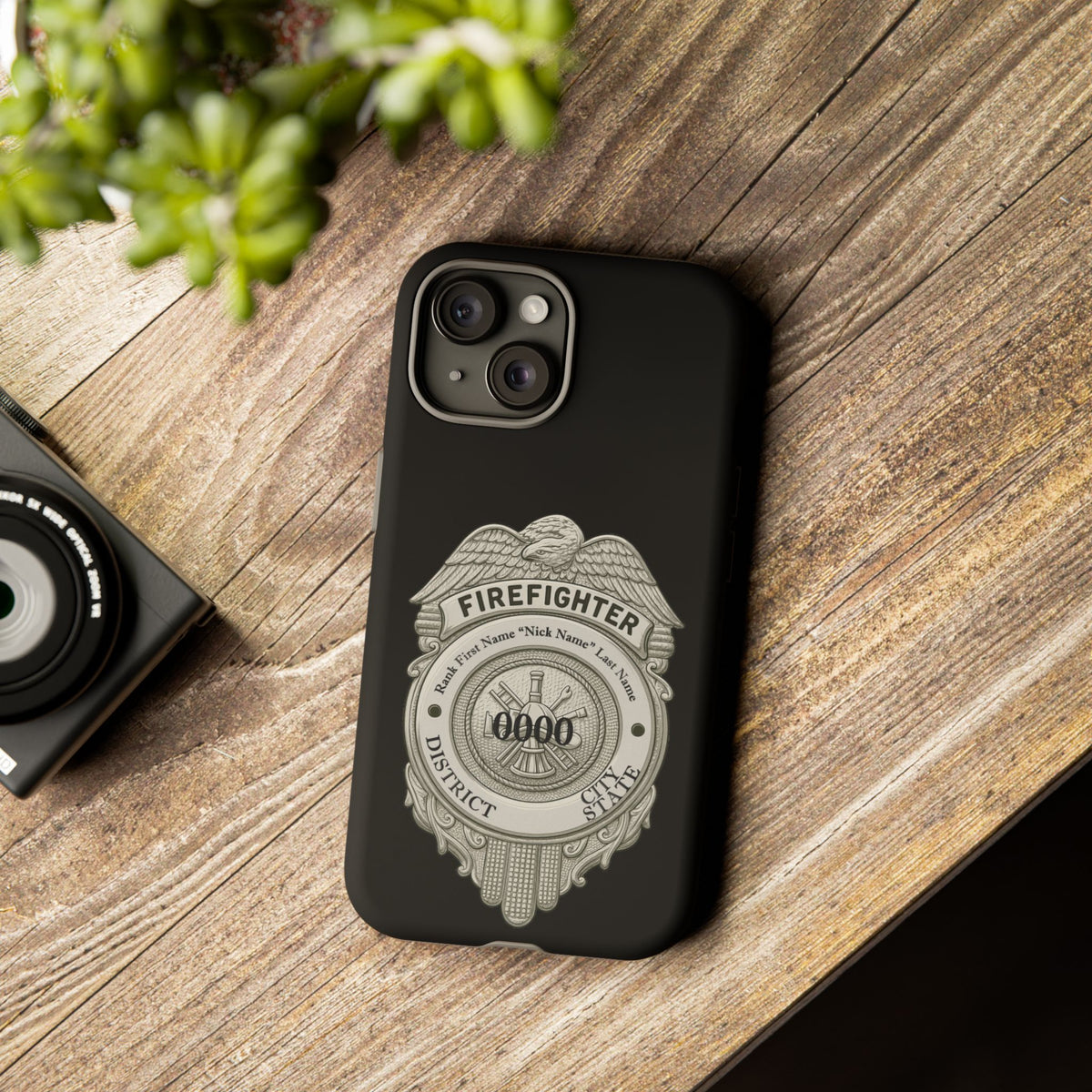 Firefighter Badge Tough Phone Case — Personalized Station Number Design