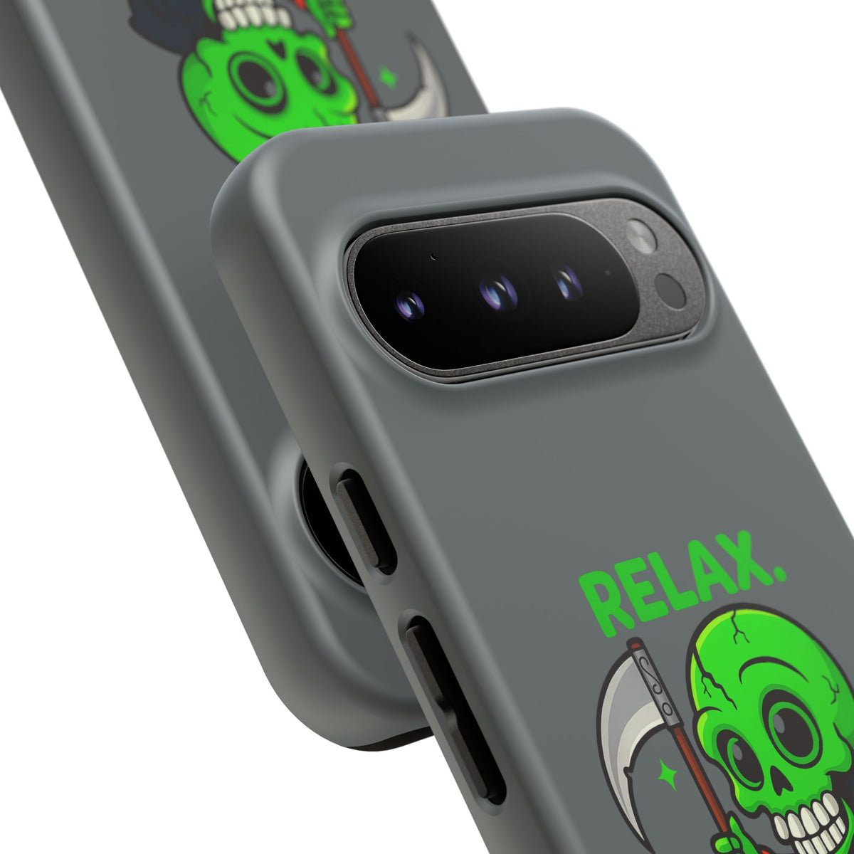 Phone Case — 'Relax. I Only Reap on Weekdays.' Cute Green Grim Reaper Protective Cover