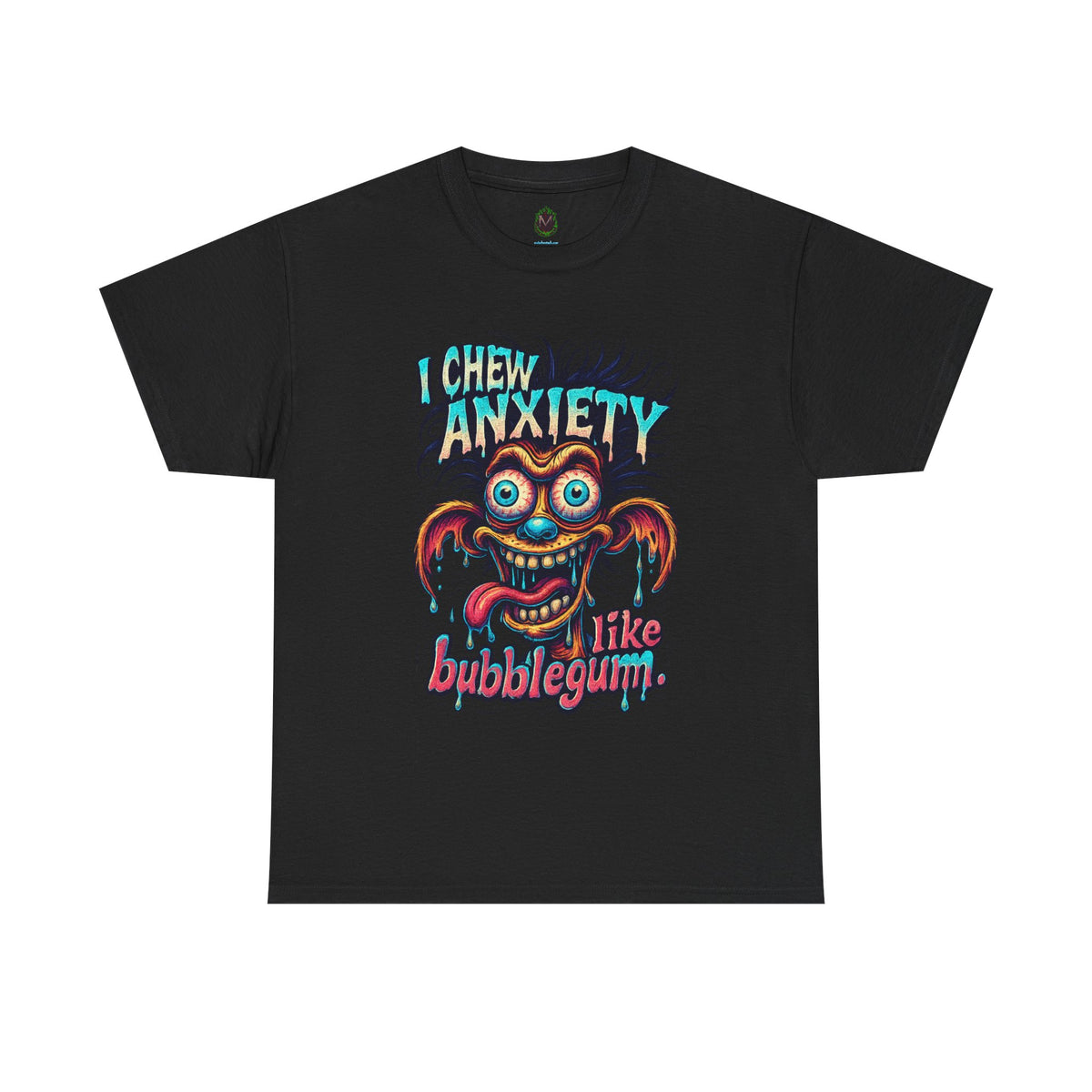 I Chew Anxiety Like Bubblegum T-Shirt | Retro Monster Illustration