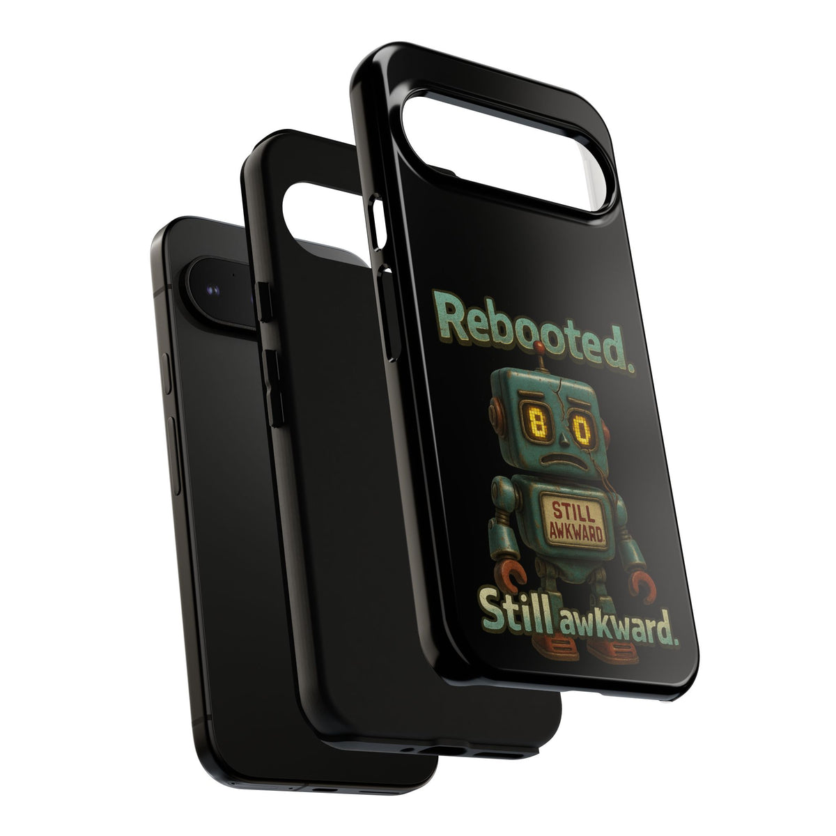 Phone Case — 'Rebooted. Still Awkward.' Retro Robot Protective Cover