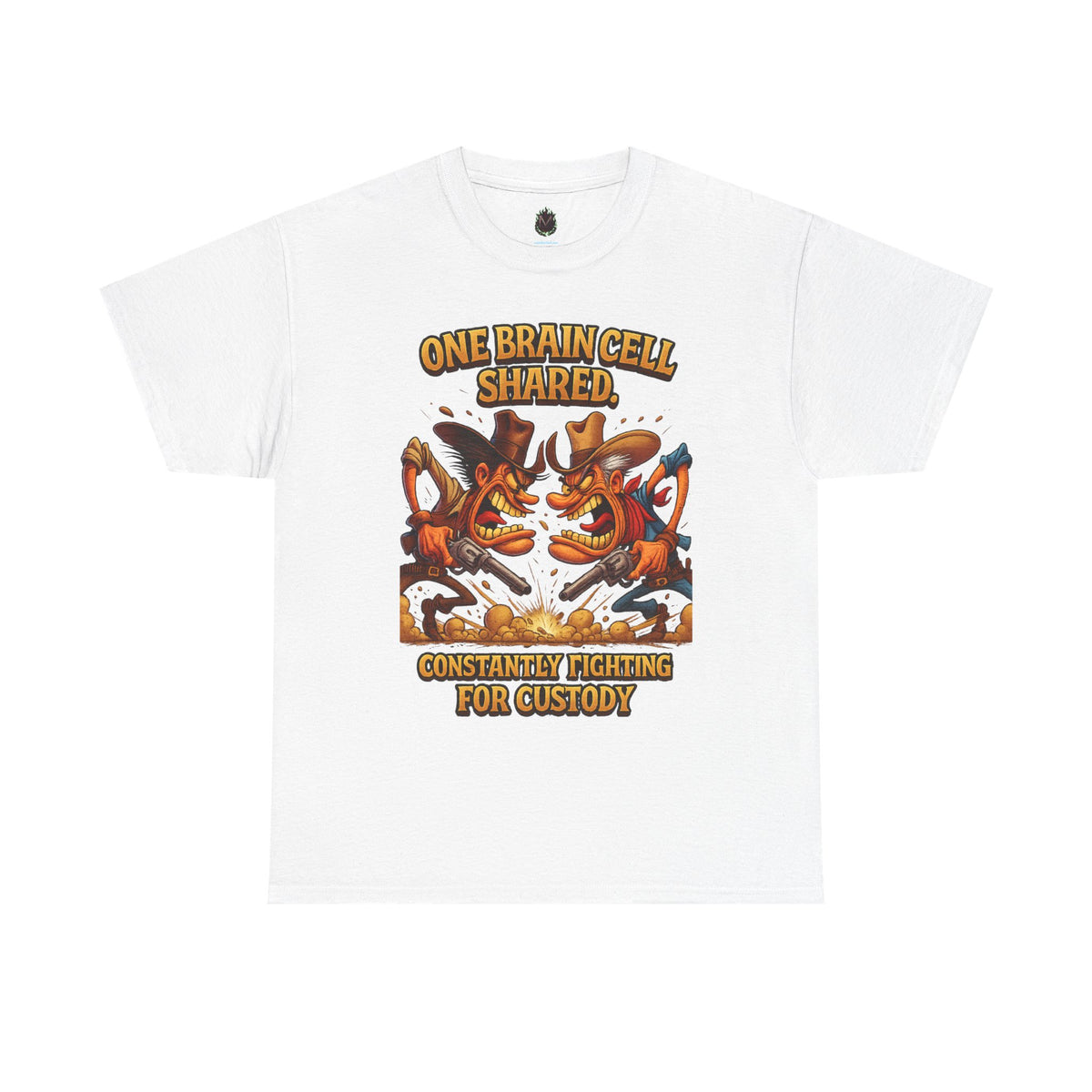 One Brain Cell Shared Custody T-Shirt | Funny Cartoon Foxes Fighting