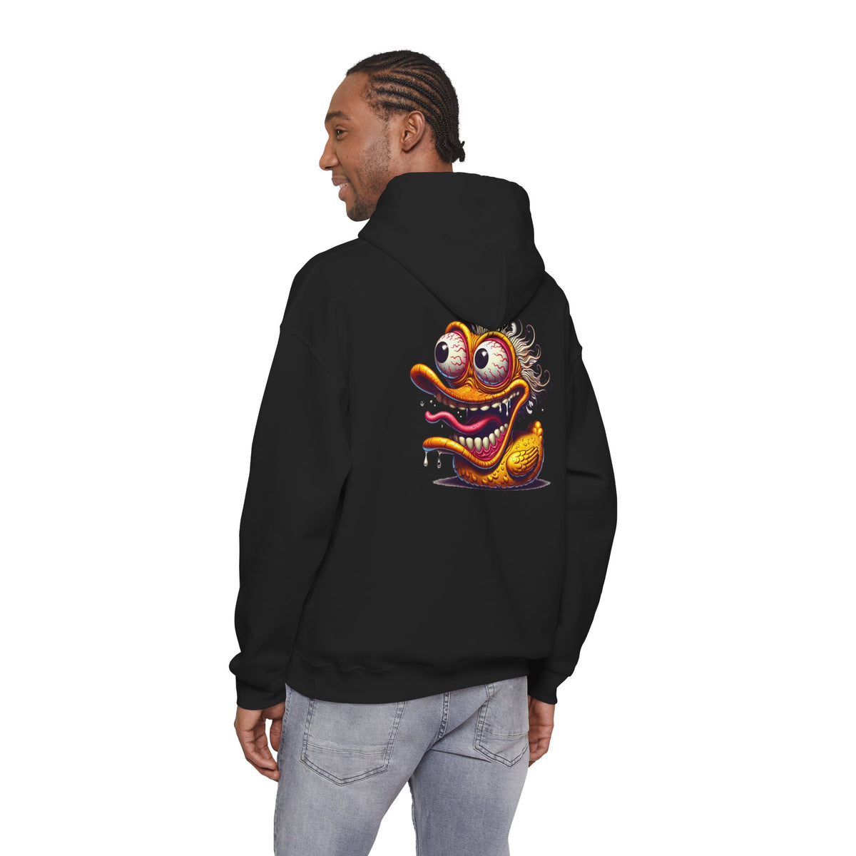 Duck Character Hoodie – Quirky Crazy Duck Illustration Pullover