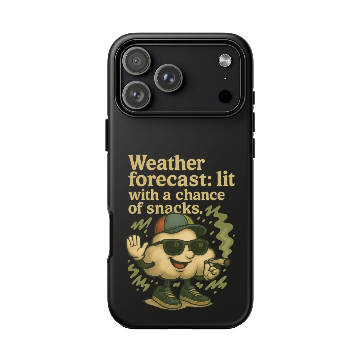 Phone Case — "Weather Forecast: Lit with a Chance of Snacks" Retro Graphic