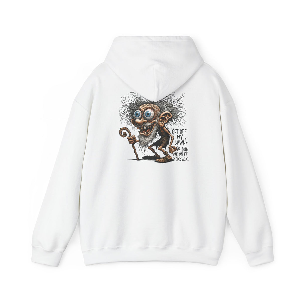 Crazy Grumpy Man Hoodie — "Get Off My Lawn" Graphic Sweatshirt
