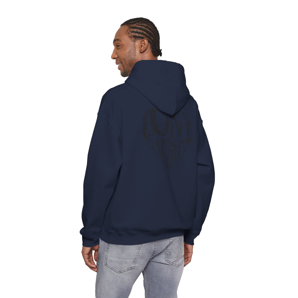 Hoodie — Black Heart Typography “Love” Graphic Pullover
