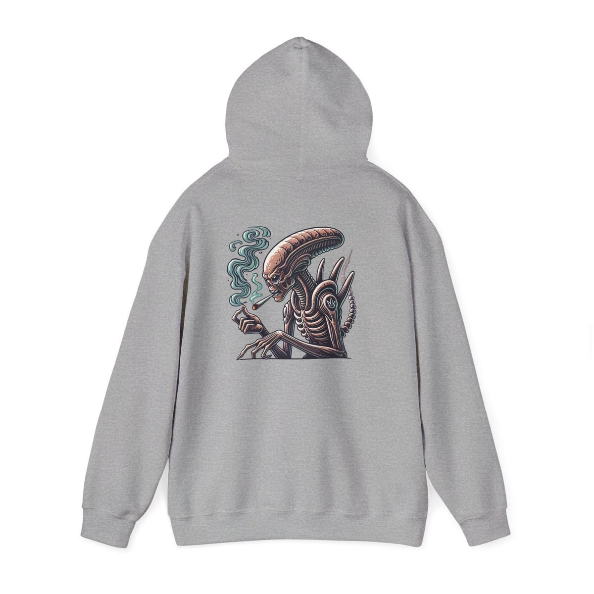 Alien Smoking Graphic Hoodie — Sci‑Fi Xenomorph Streetwear Pullover