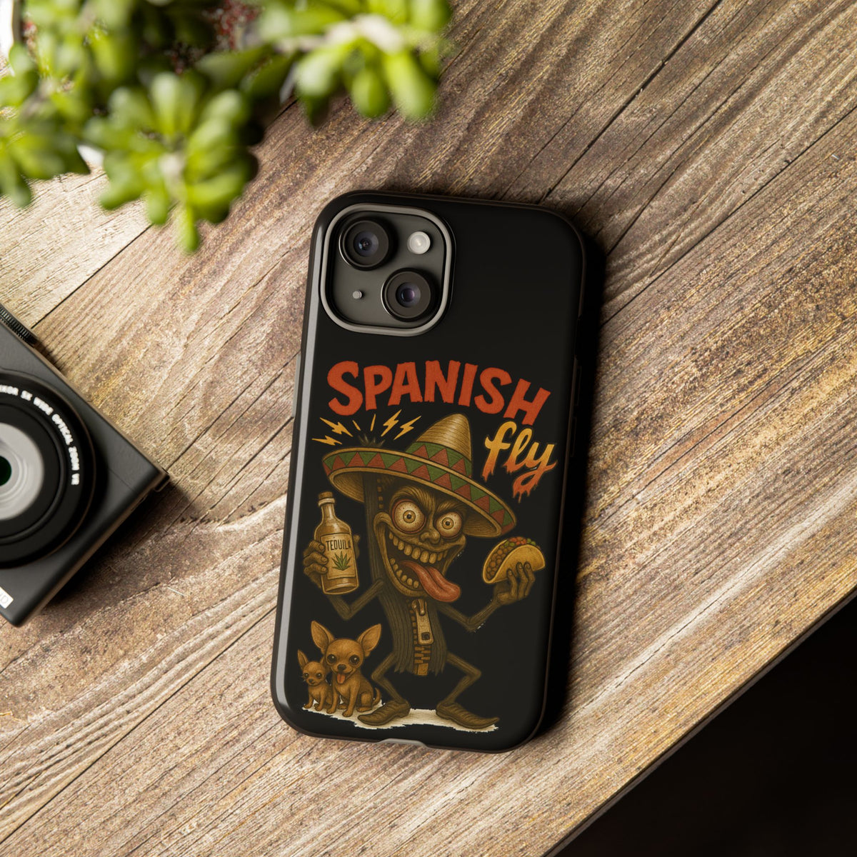 Spanish Fly Tough Phone Case — Retro Skull Sombrero Design
