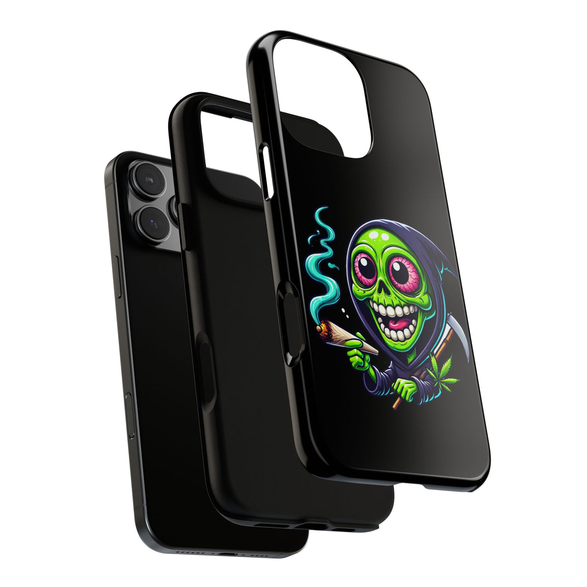 Grinning Stoner Grim Reaper Phone Case – Cannabis Skull iPhone Cover