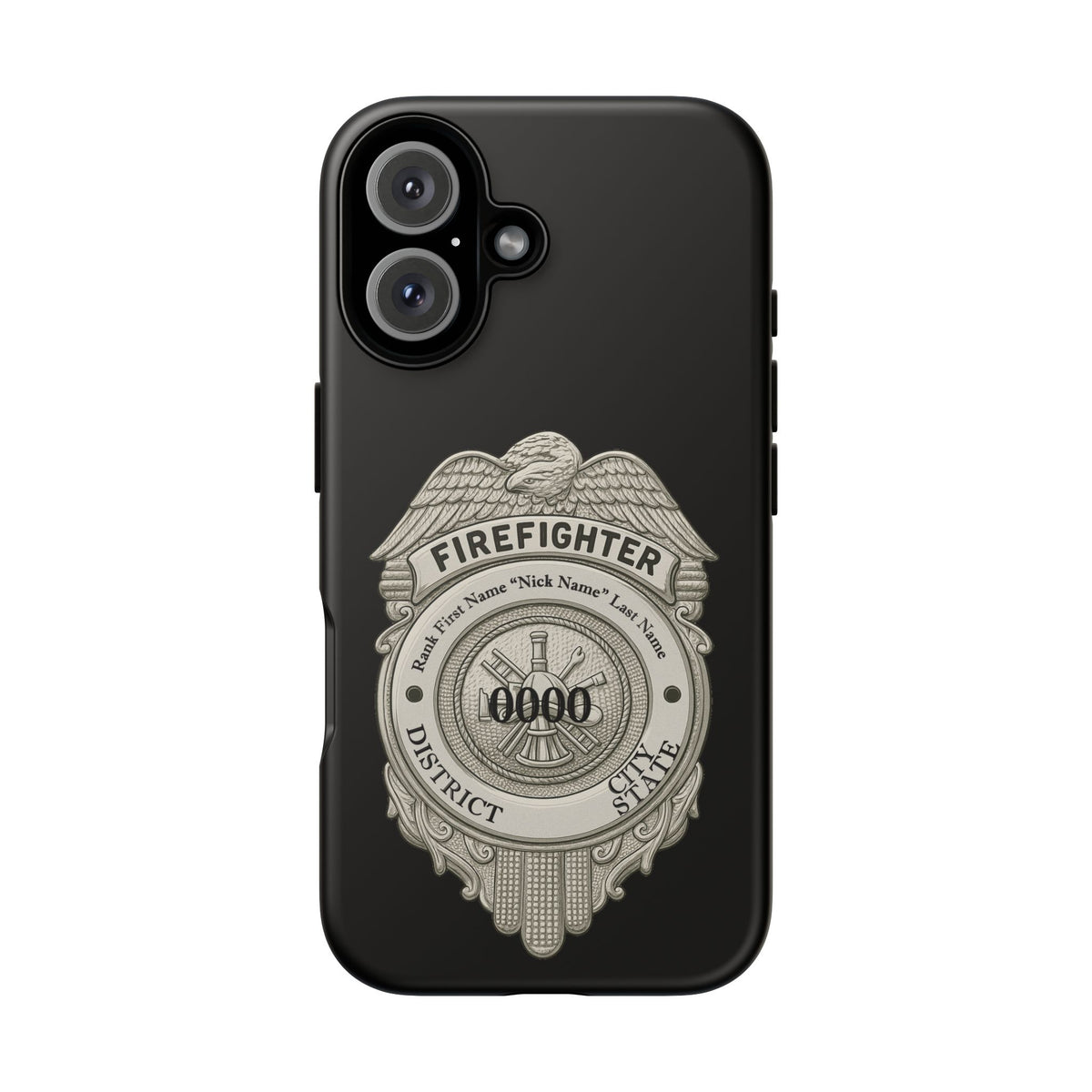Firefighter Badge Tough Phone Case — Personalized Station Number Design