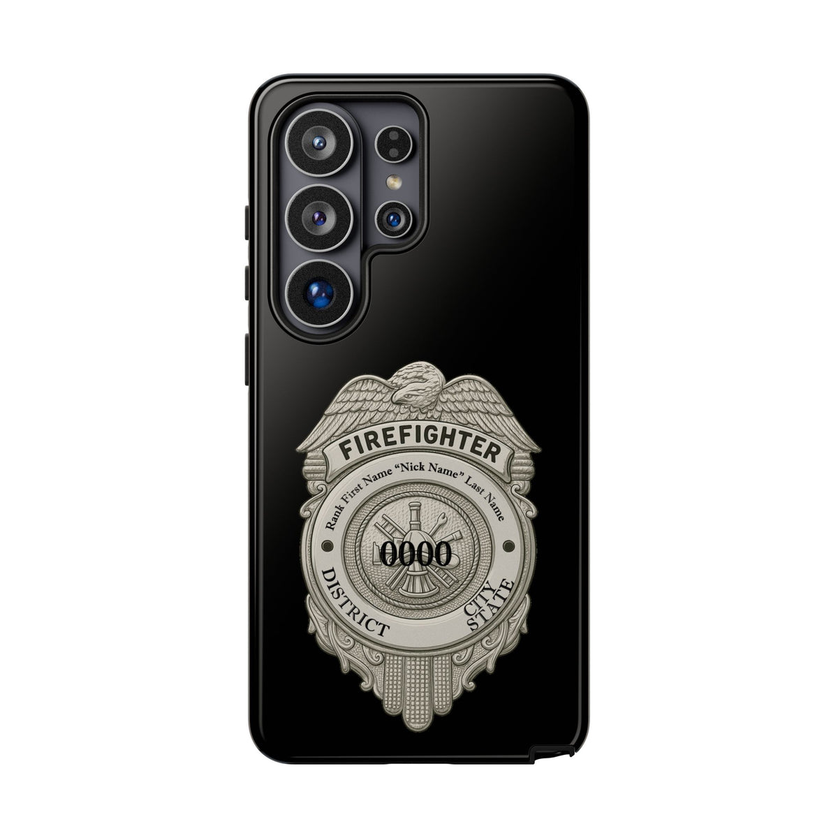 Firefighter Badge Tough Phone Case — Personalized Station Number Design
