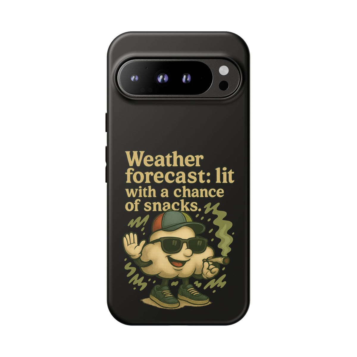 Phone Case — "Weather Forecast: Lit with a Chance of Snacks" Retro Graphic