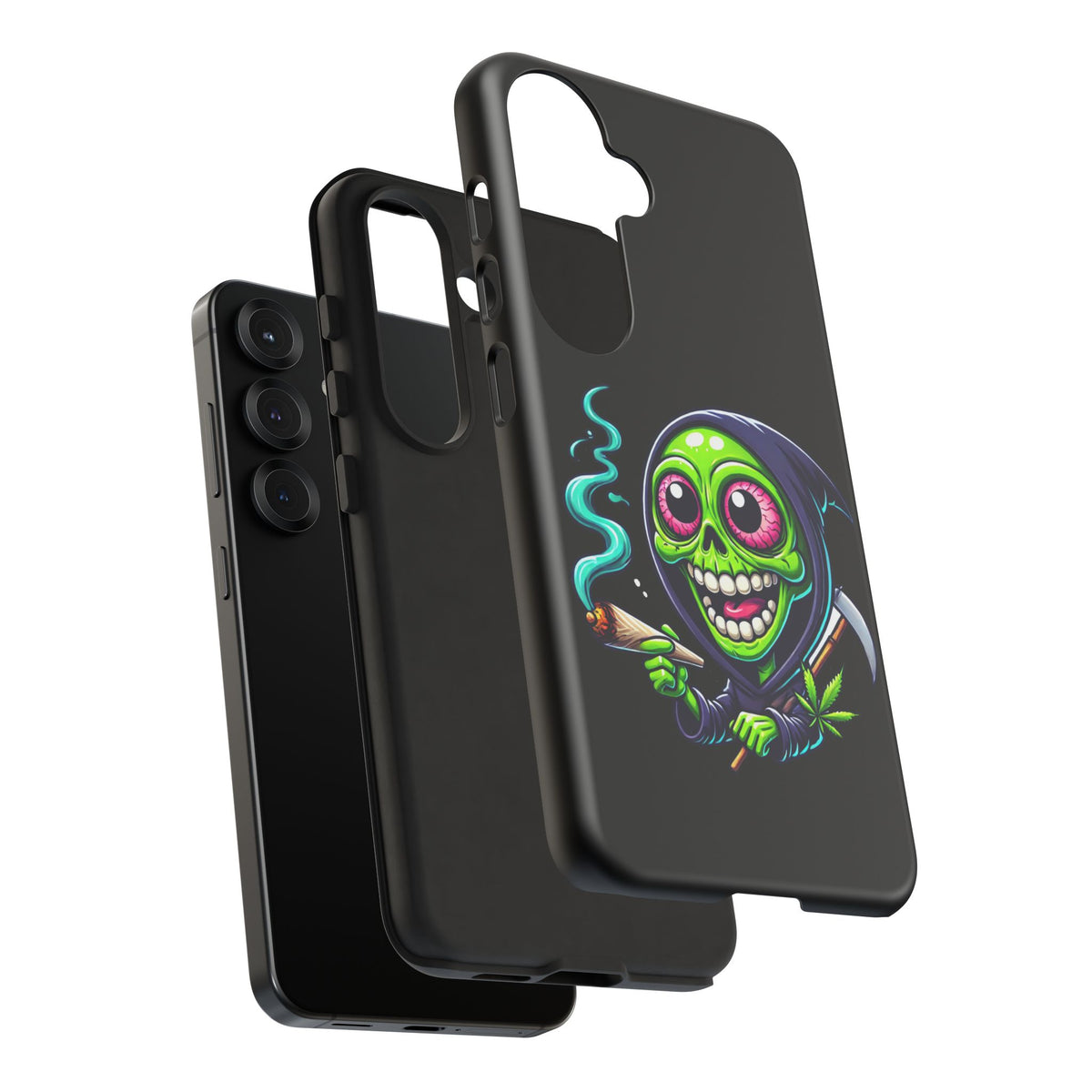 Grinning Stoner Grim Reaper Phone Case – Cannabis Skull iPhone Cover
