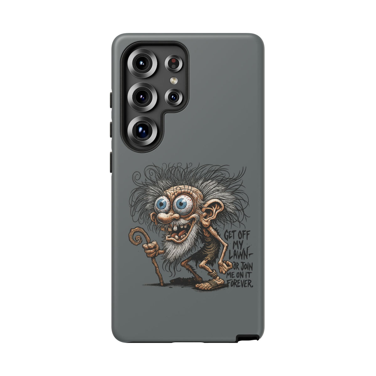 Phone Case — Funny Grumpy Troll Design: “Get Off My Lawn” Protective Cover