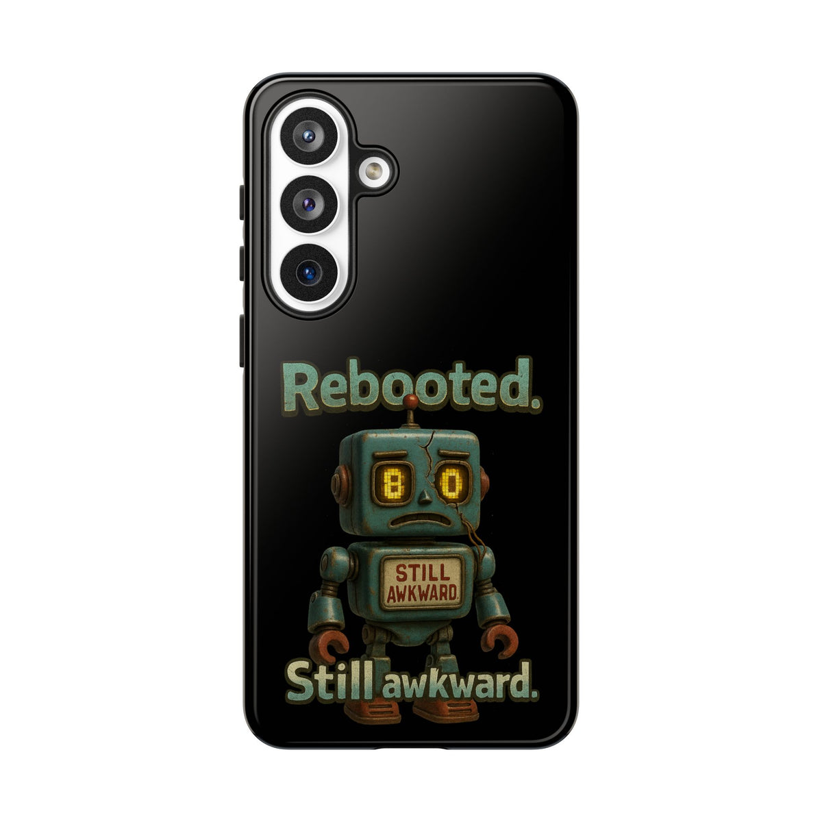 Phone Case — 'Rebooted. Still Awkward.' Retro Robot Protective Cover