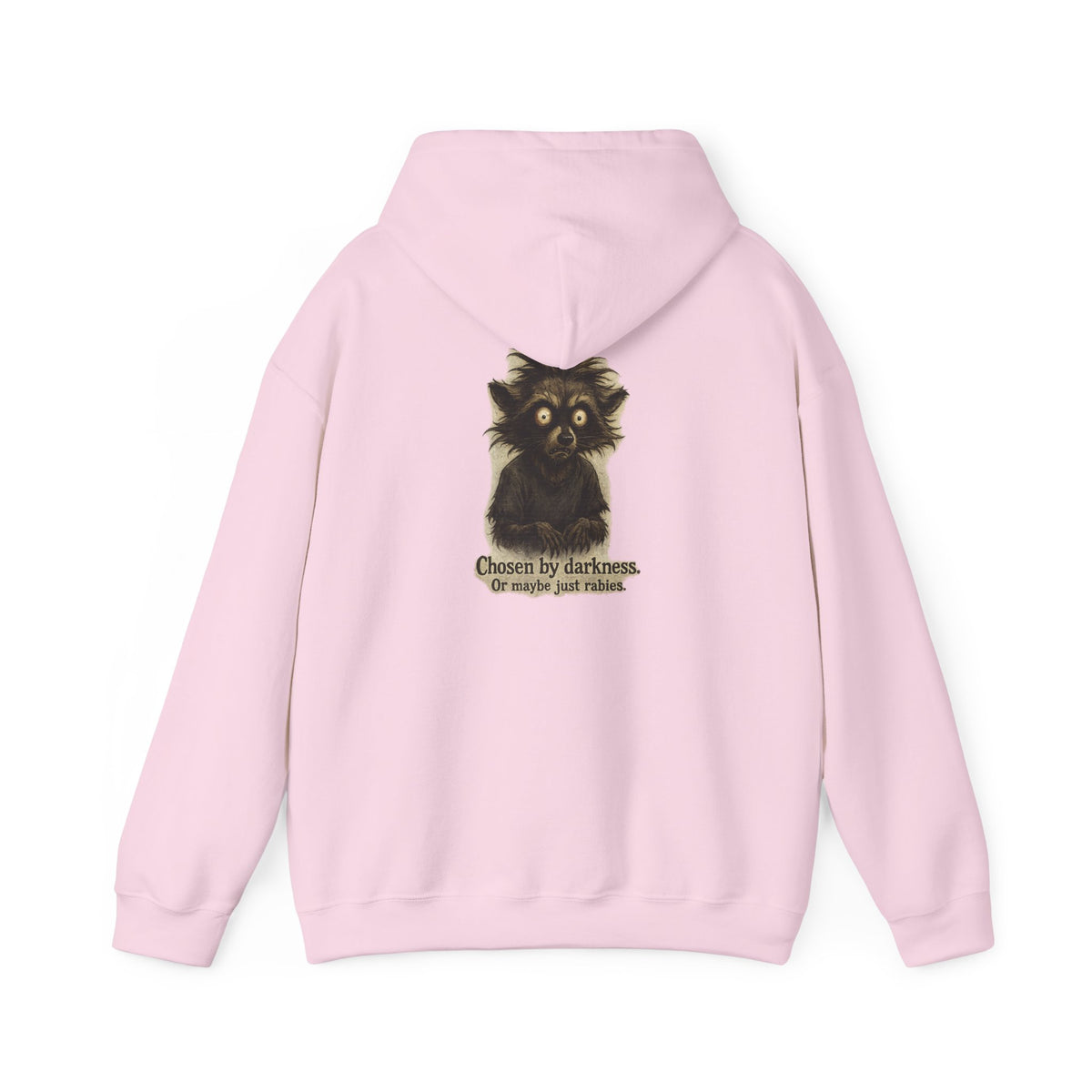 Racoon Hoodie — "Chosen by darkness, or maybe just naptime" Graphic Pullover
