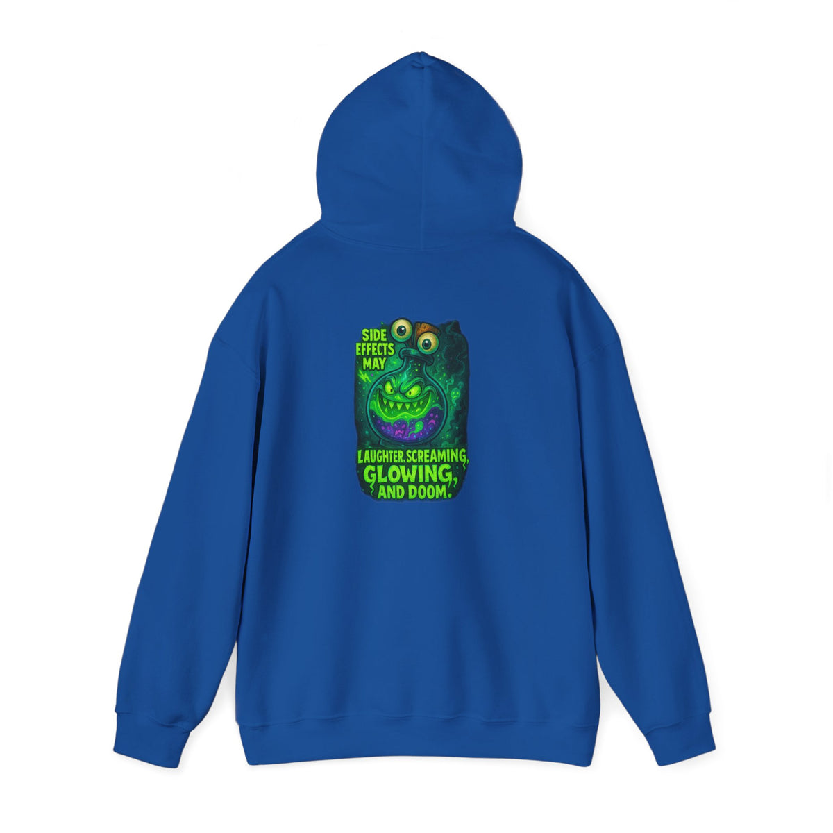 Glowing Green Monster Hoodie - "Causes Screaming, Glowing, and Doom" Graphic Pullover