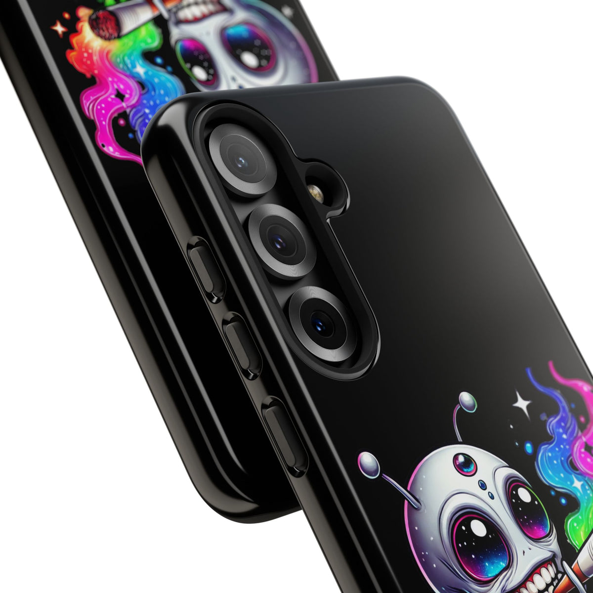 Alien Smoking Rainbow Galaxy Phone Case — Cute Cosmic Art Tough Case