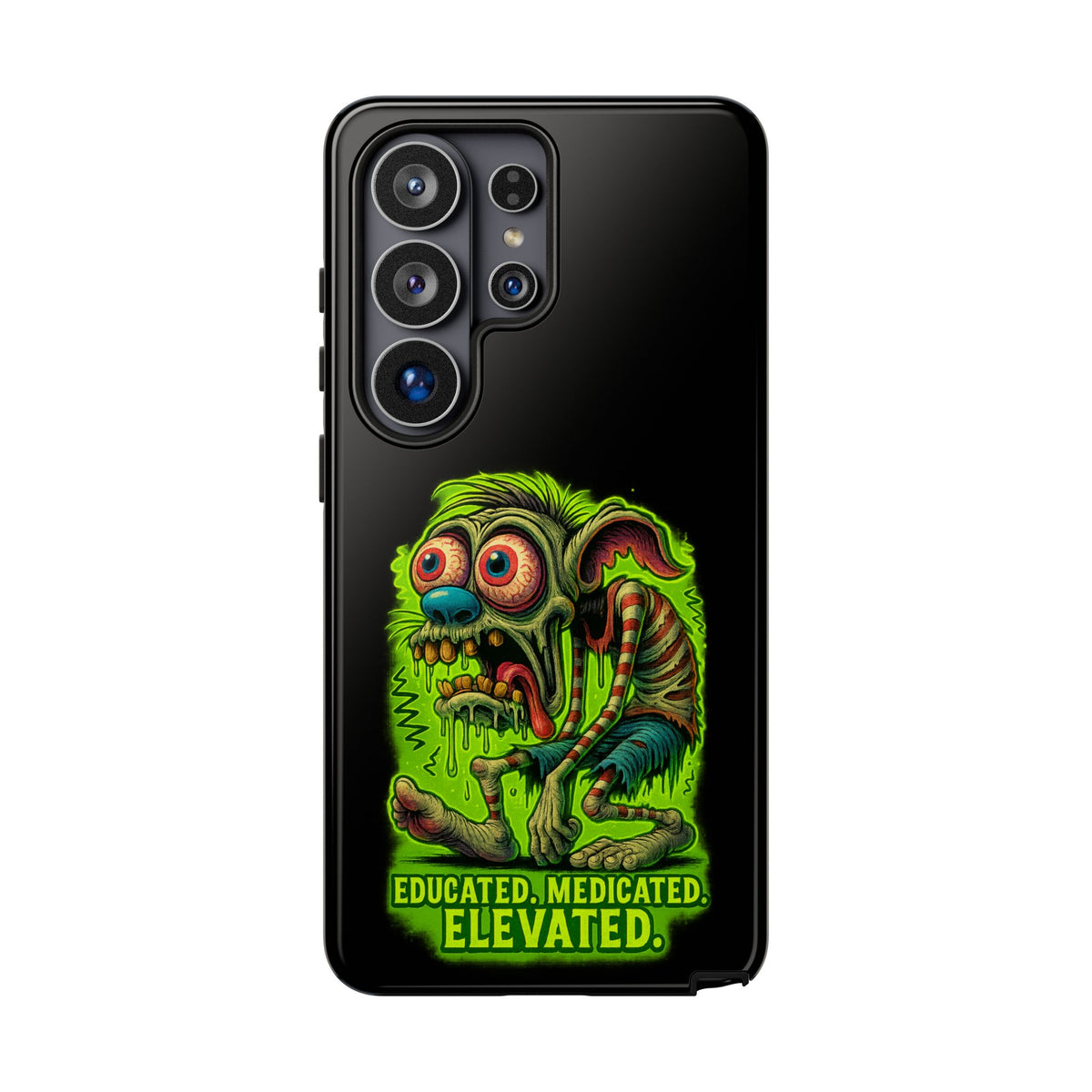 Phone Case — "Educated. Medicated. Elevated." Neon Monster Design
