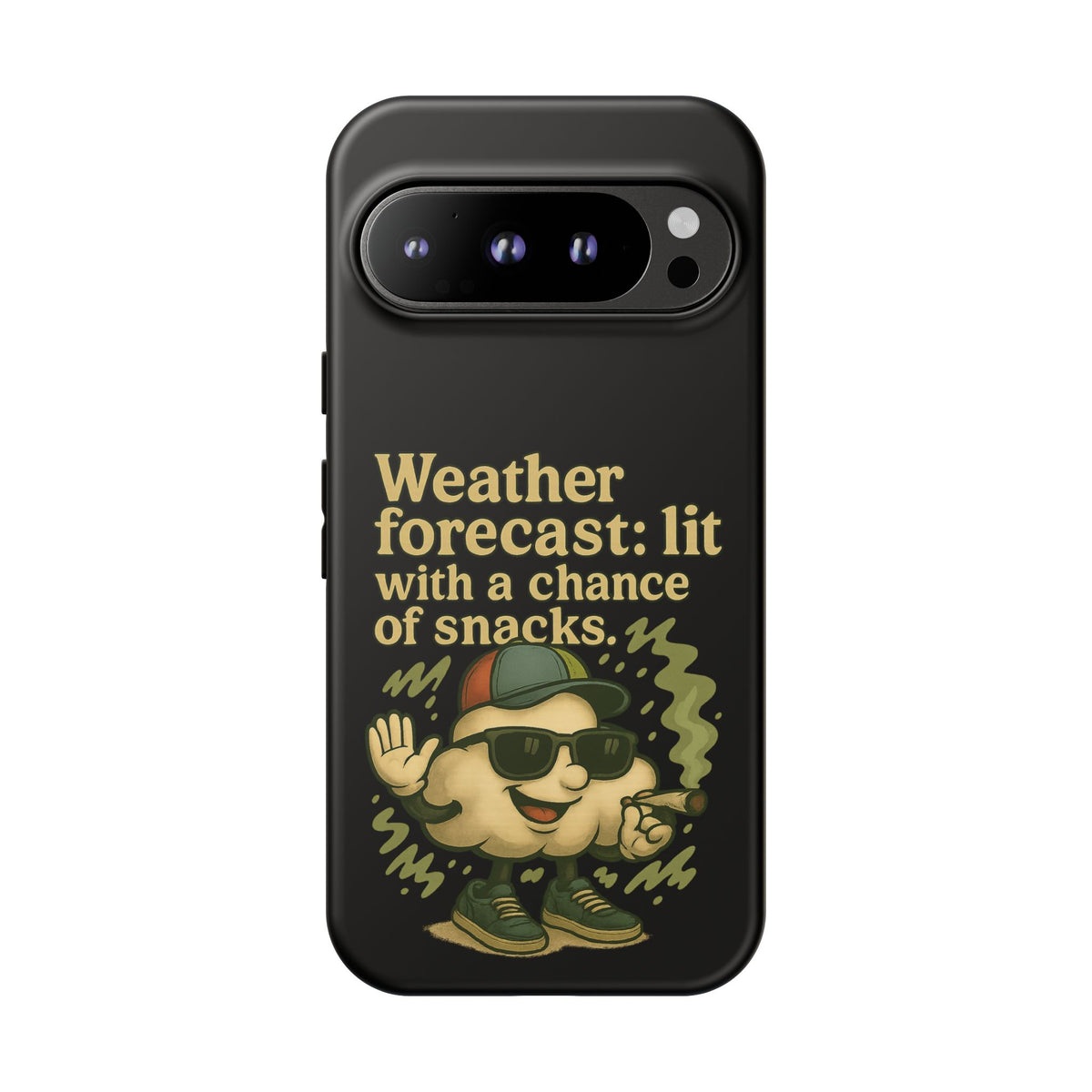 Phone Case — "Weather Forecast: Lit with a Chance of Snacks" Retro Graphic