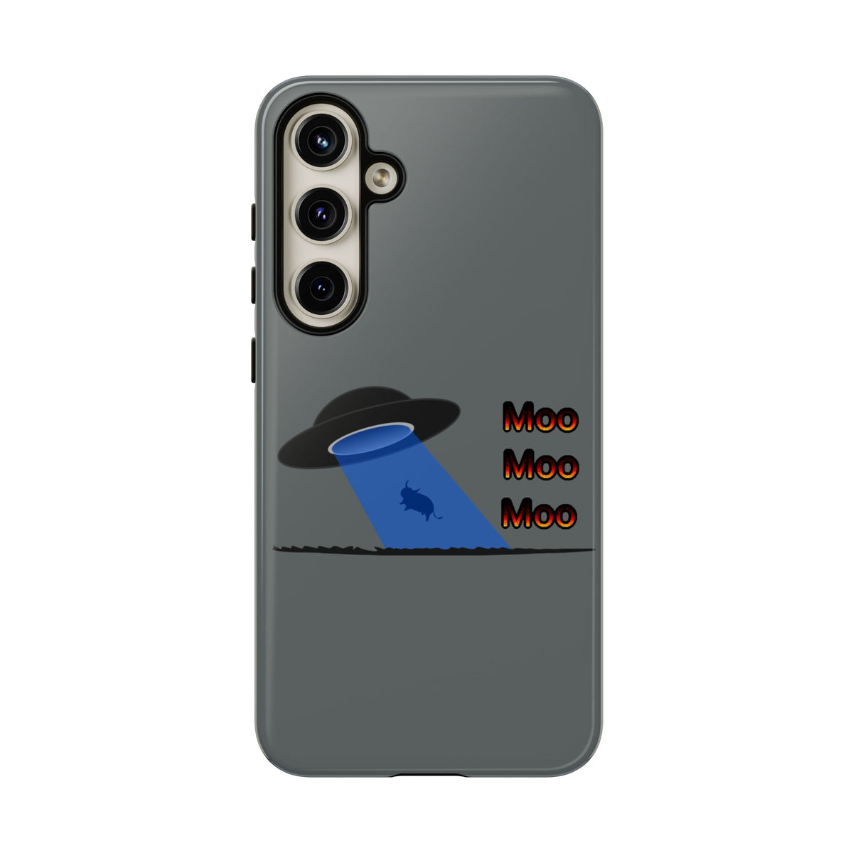 Phone Case — Funny UFO Cow Abduction Design with “Moo Moo Moo”