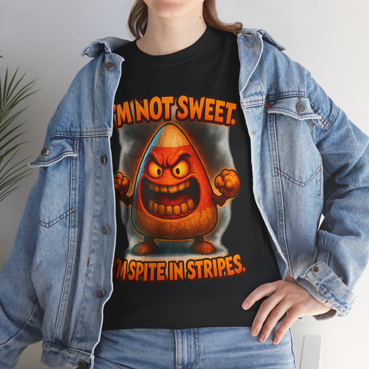 Angry Candy Corn I'm Not Sweet I'm Spite in Stripes T-Shirt