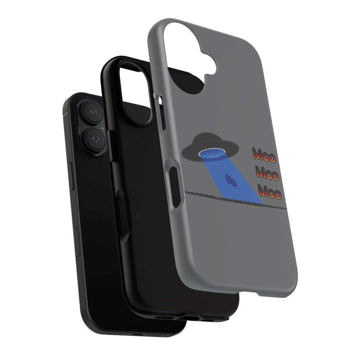 Phone Case — Funny UFO Cow Abduction Design with “Moo Moo Moo”