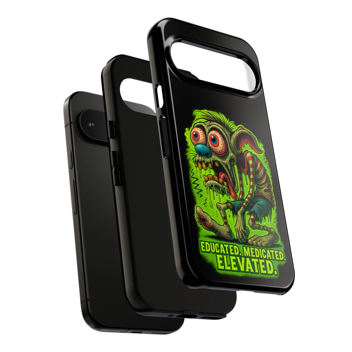 Phone Case — "Educated. Medicated. Elevated." Neon Monster Design