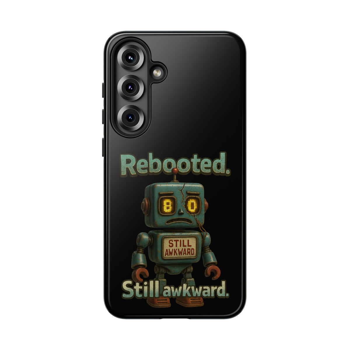 Phone Case — 'Rebooted. Still Awkward.' Retro Robot Protective Cover