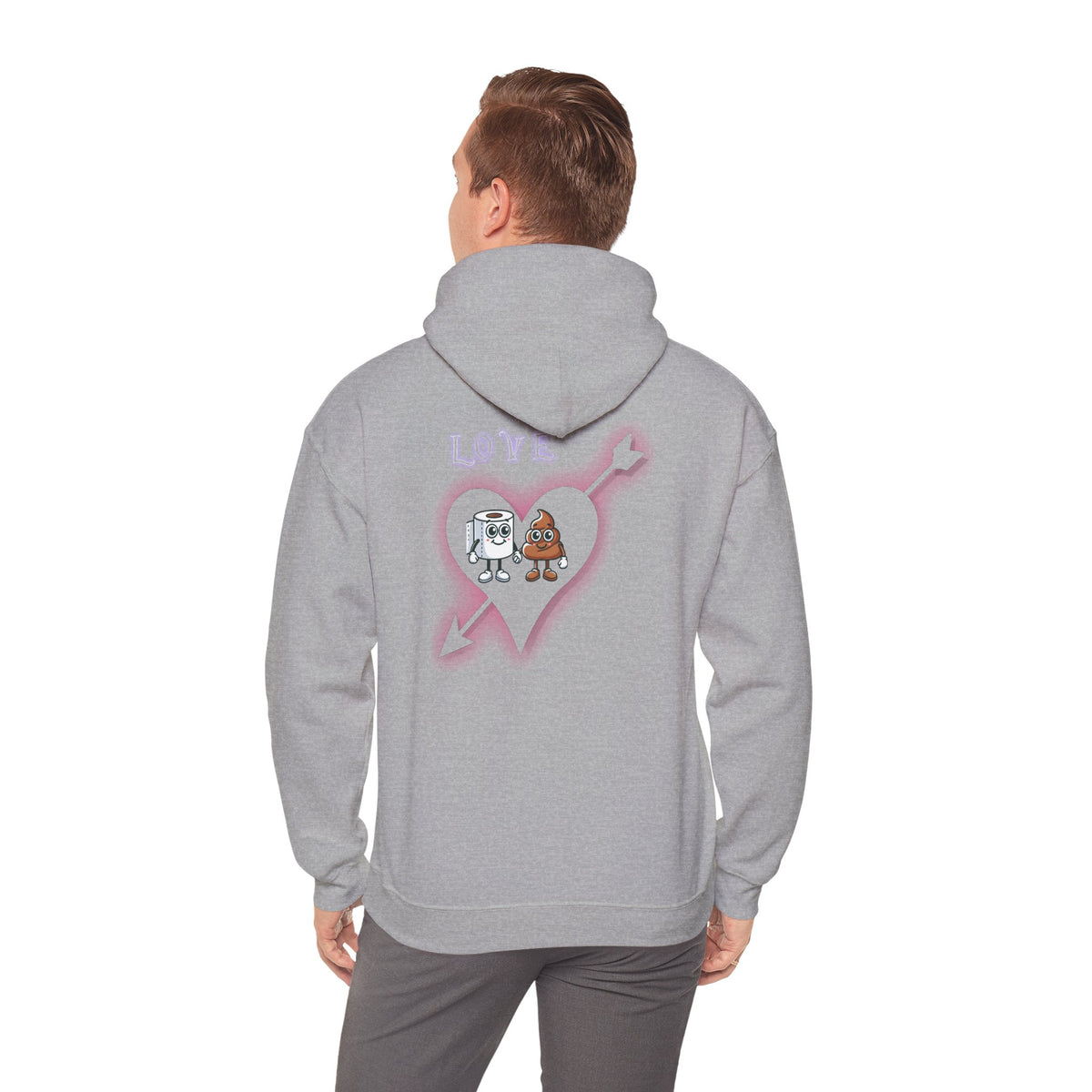 Cute Toilet Paper & Poop Heart Hoodie — Funny Bathroom Couple Graphic Sweatshirt
