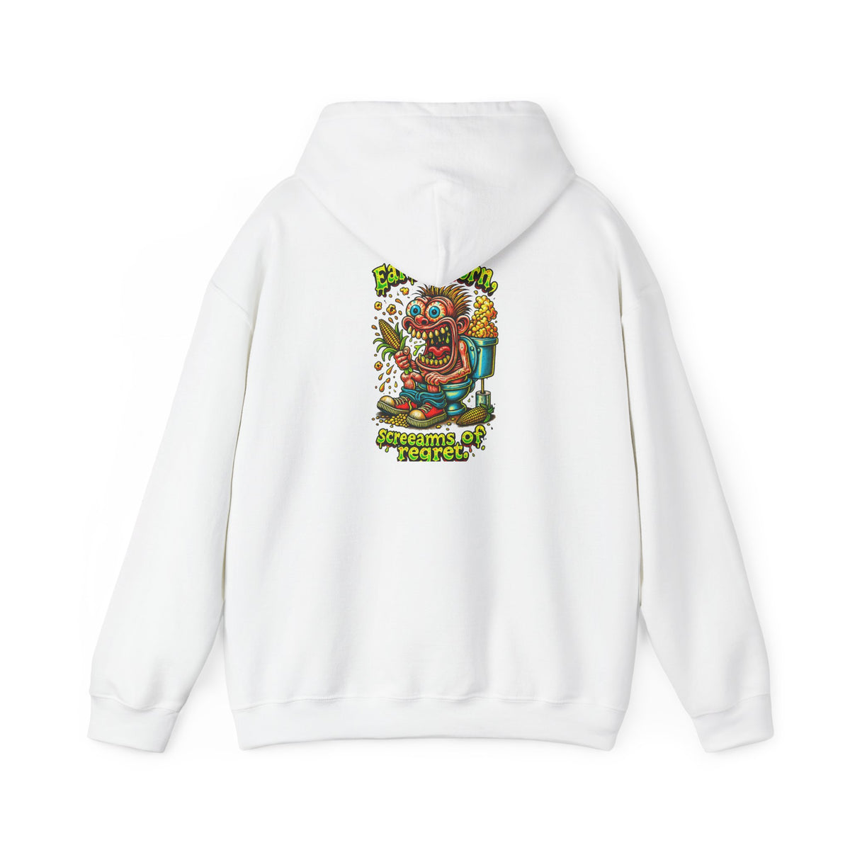 Hoodie — Colorful Retro Monster Graphic “Screams of Regret”
