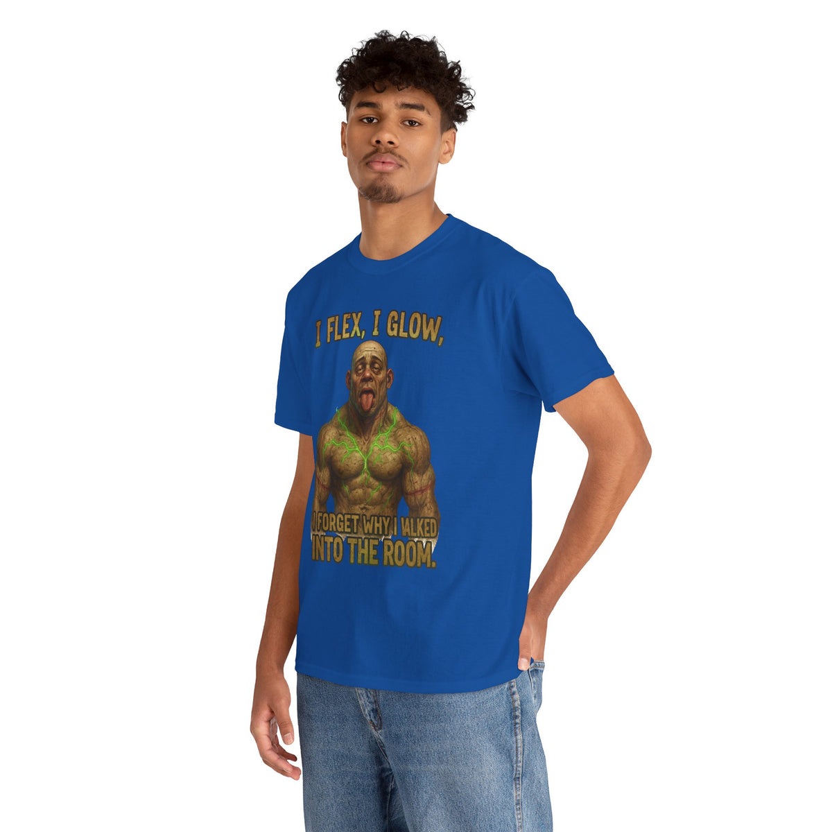 Muscle Meme T-Shirt — "I Flex, I Glow" Funny Gym Tee