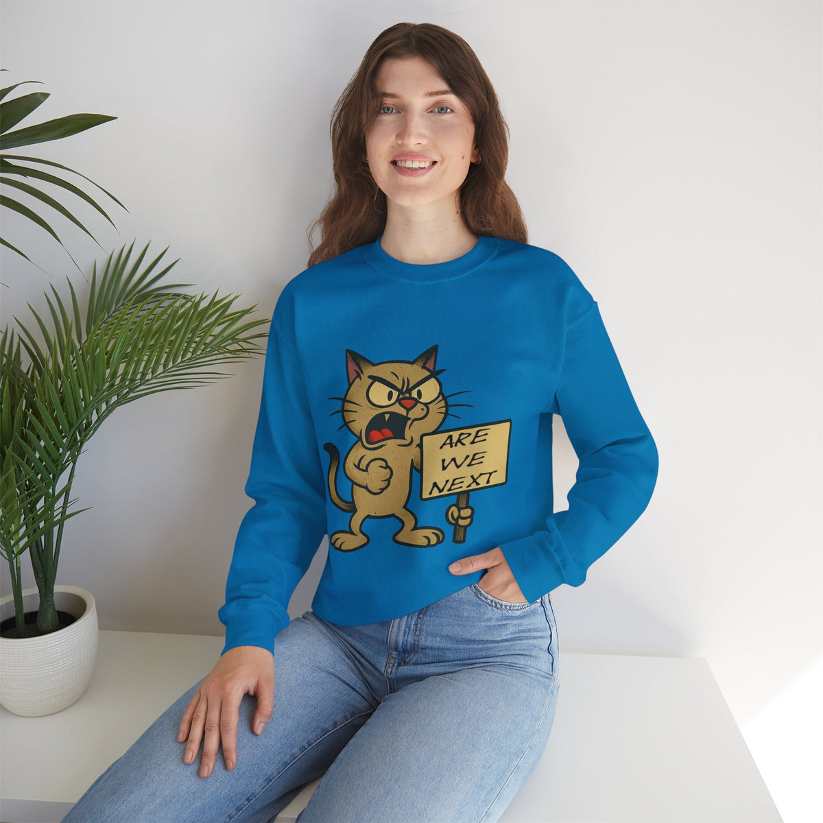 Are We Next – Angry Cat Protest Crewneck Sweatshirt