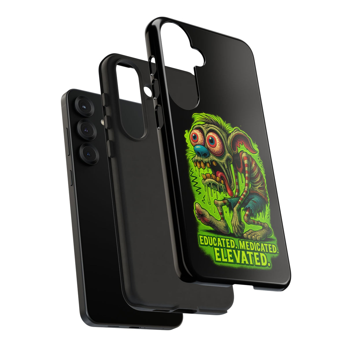 Phone Case — "Educated. Medicated. Elevated." Neon Monster Design