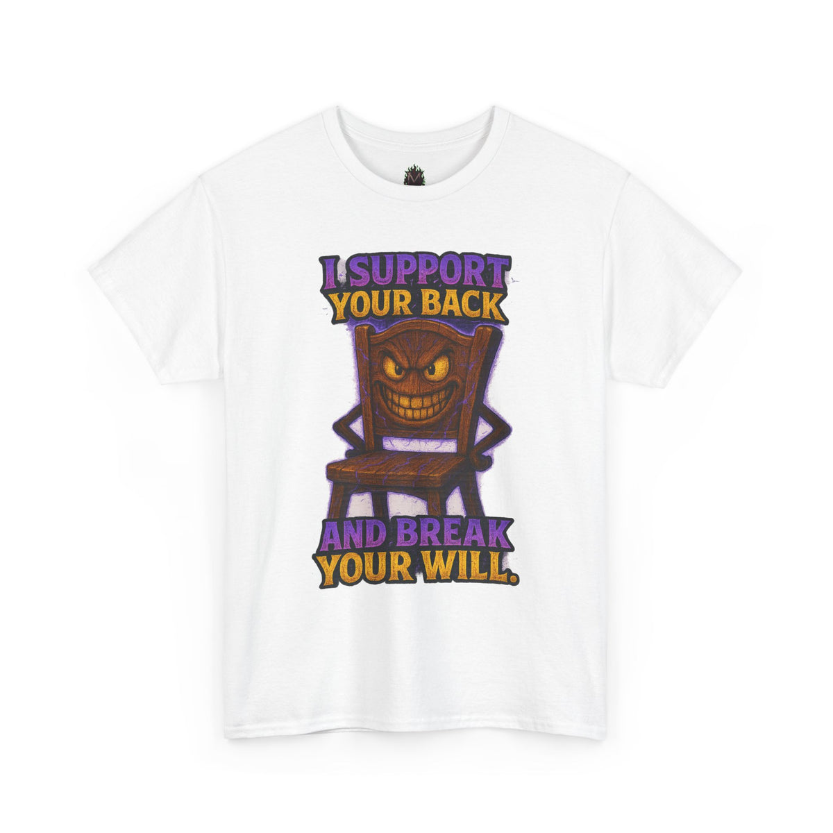 Evil Chair Character T-Shirt | I Support Your Back and Break Your Will