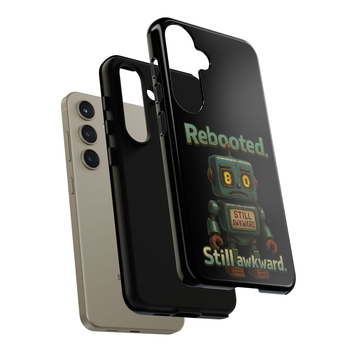 Phone Case — 'Rebooted. Still Awkward.' Retro Robot Protective Cover