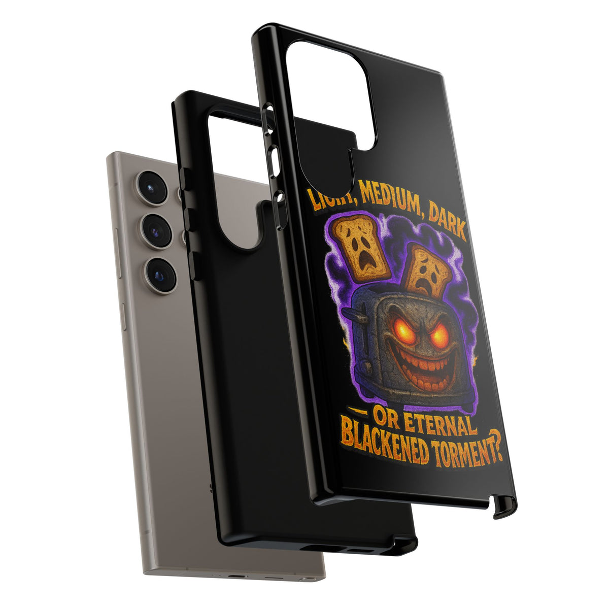 Phone Case — 'Light, Medium, Dark or Eternal Blackened Torment?' Spooky Toast & Toaster Horror Design