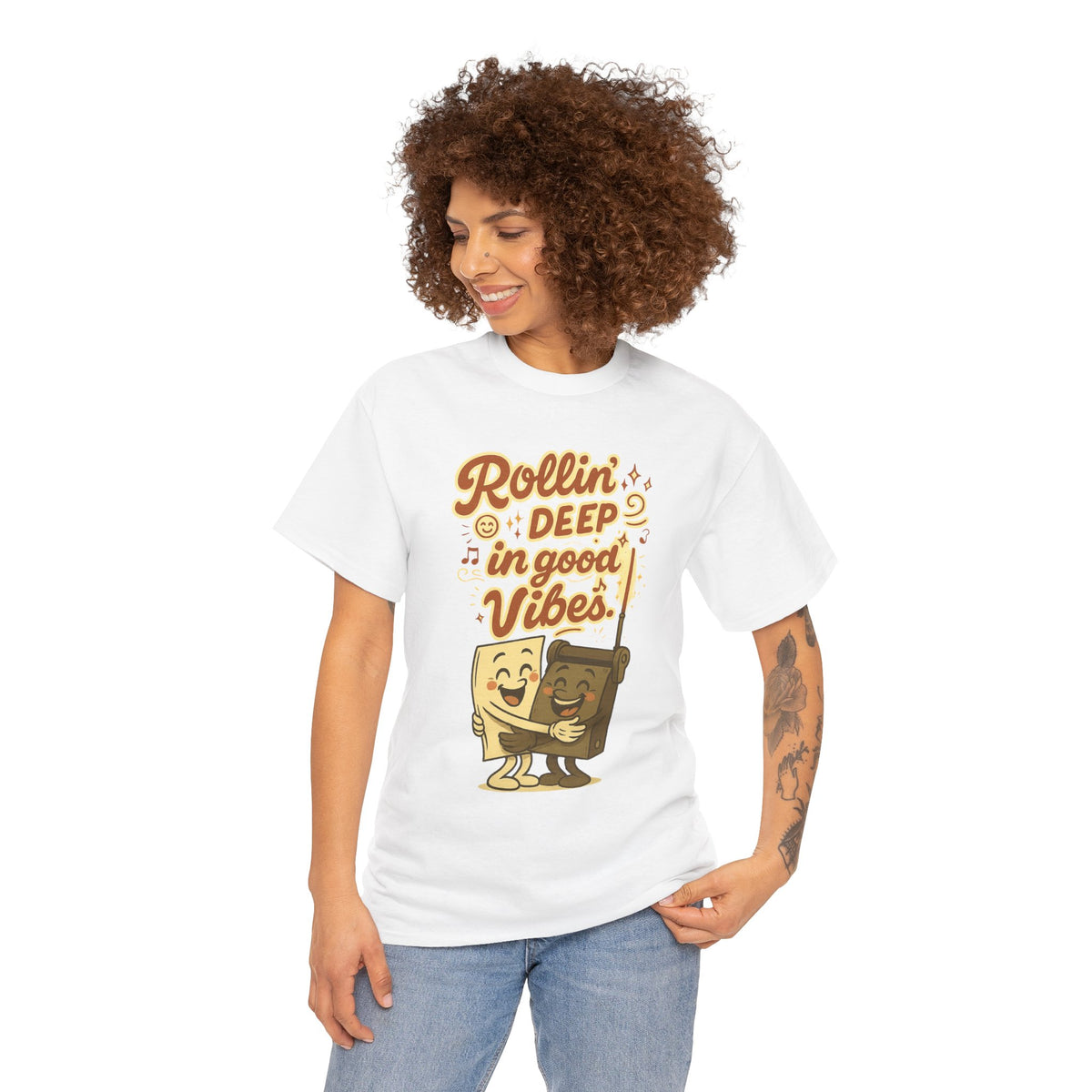 Rollin' Deep in Good Vibes – Smiling Paper & Roller T-Shirt
