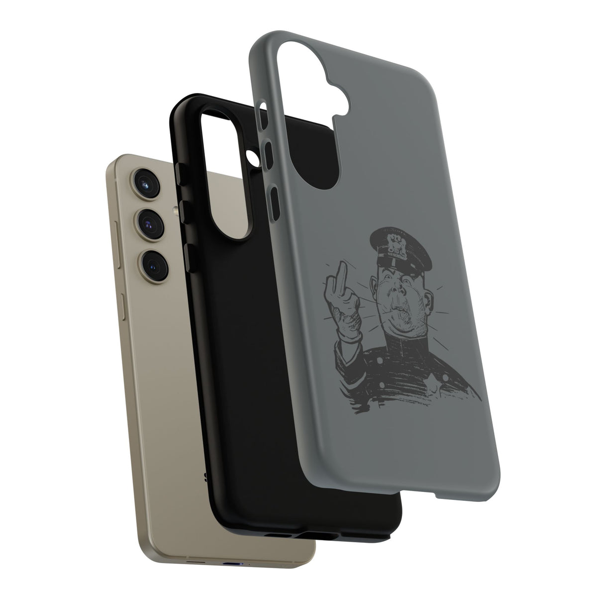 Vintage Cop Middle Finger Phone Case — Edgy Retro iPhone Protective Cover