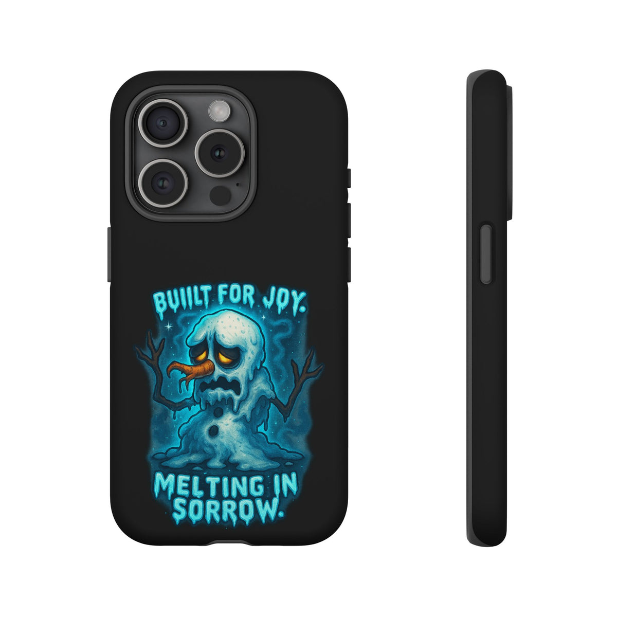 Phone Case — 'Built for Joy, Melting in Sorrow' Blue Melting Snowman Protective Case