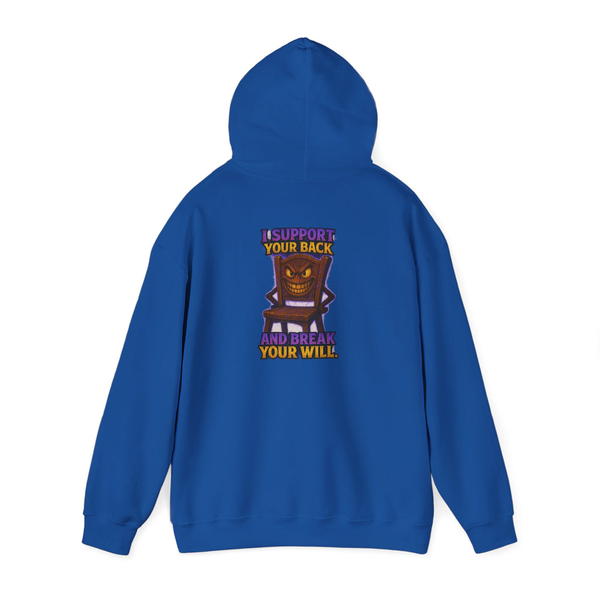 Horror Throne Hoodie — 'I’ll Watch Your Back and Break Your Will' Graphic Pullover
