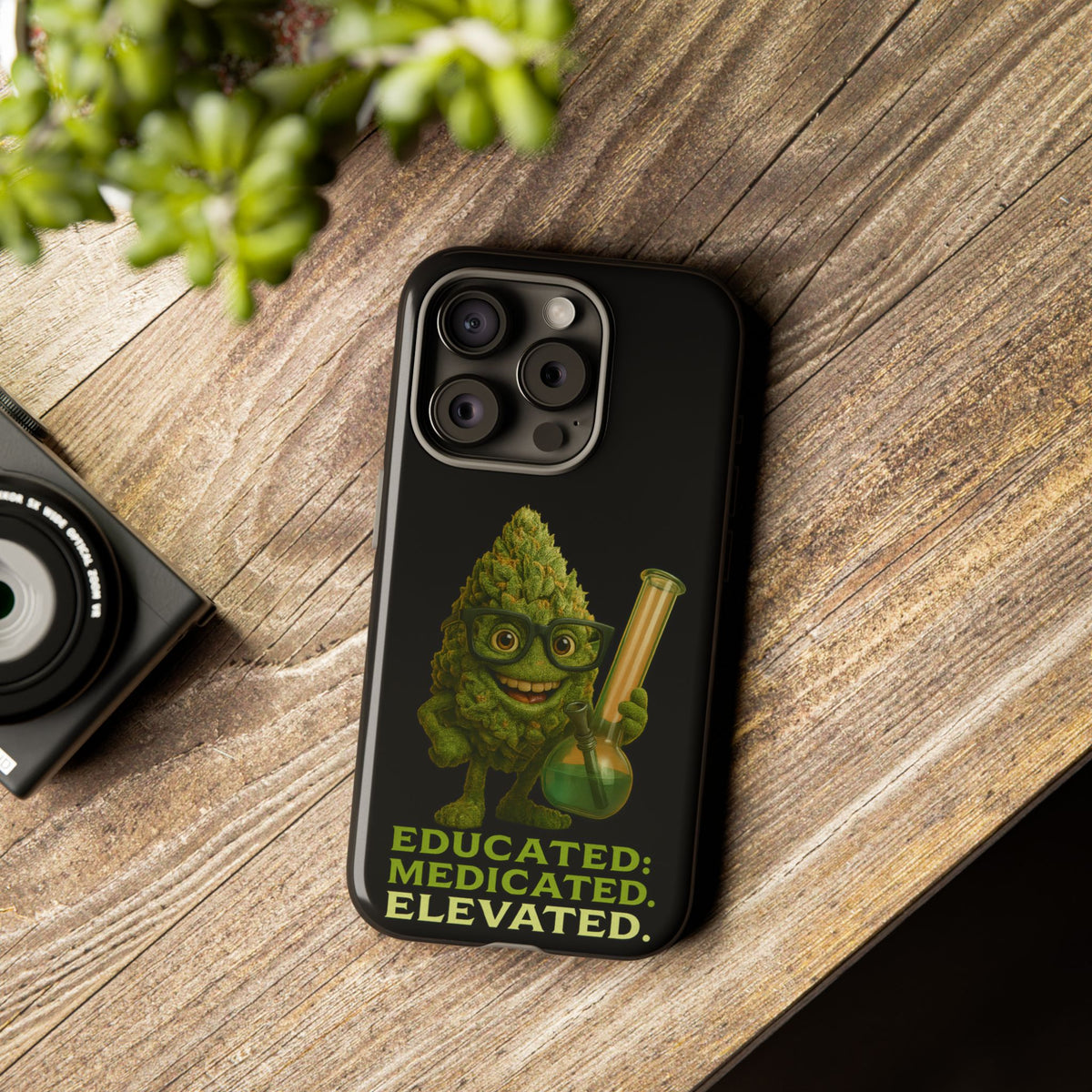 Phone Case — "Educated. Medicated. Elevated." Cute Bud Scientist Design