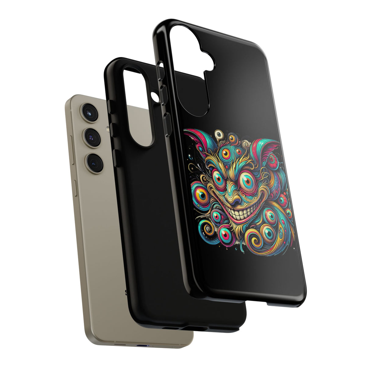 Psychedelic Mischief Phone Case — Colorful Grinning Monster Design