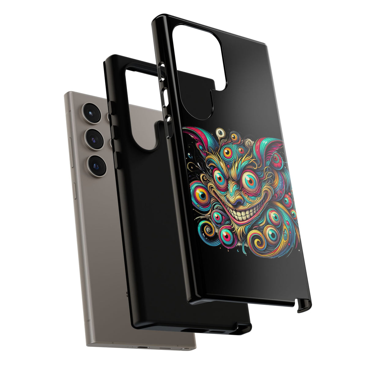 Psychedelic Mischief Phone Case — Colorful Grinning Monster Design
