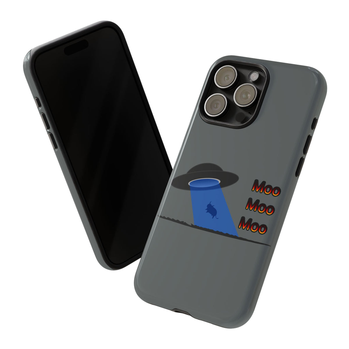 Phone Case — Funny UFO Cow Abduction Design with “Moo Moo Moo”
